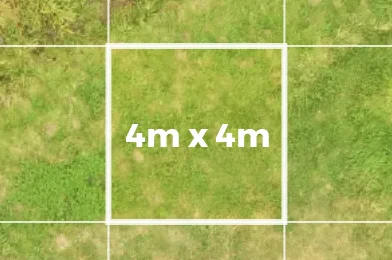 A 4m × 4m square marked out on a grass field